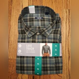 New IZOD Men's Modern Fit Luxe Touch Twill Button Down Shirt (X-Large, Green)